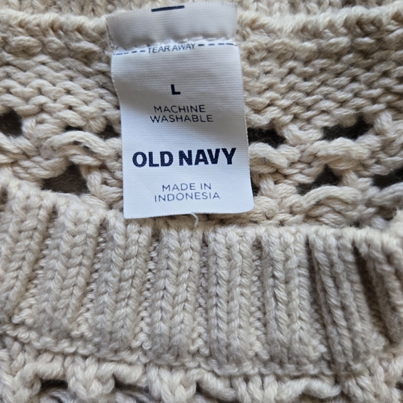 Old Navy Women's Cotton Cream Open StitchKnit Pullover Sweater~Large - Picture 2 of 7